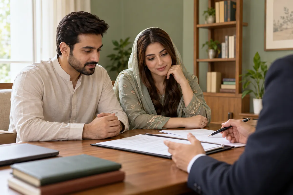 Couple completing Nikah documentation in Pakistan
